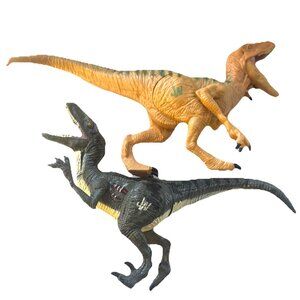 Lot 2 2015 Hasbro Jurassic World Velociraptor Dinosaur Figures Lights Sounds